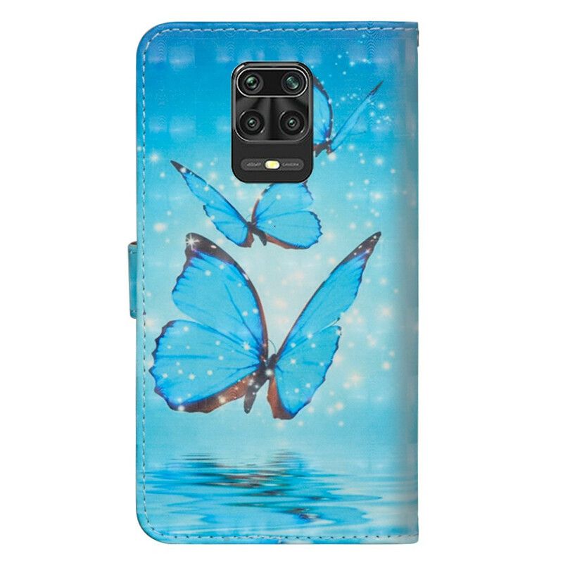 Folio Deksel Til Xiaomi Redmi Note 9S / Note 9 Pro Blå Sommerfugler