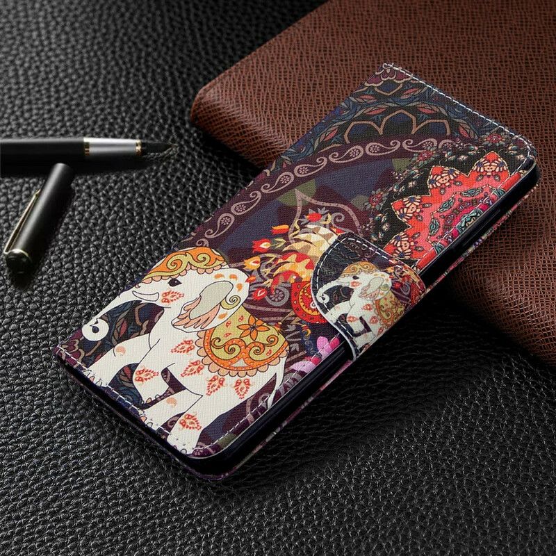 Folio Deksel Til Xiaomi Redmi Note 9S / Note 9 Pro Indiske Elefanter