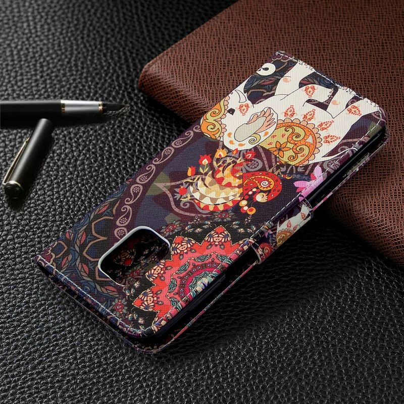 Folio Deksel Til Xiaomi Redmi Note 9S / Note 9 Pro Indiske Elefanter