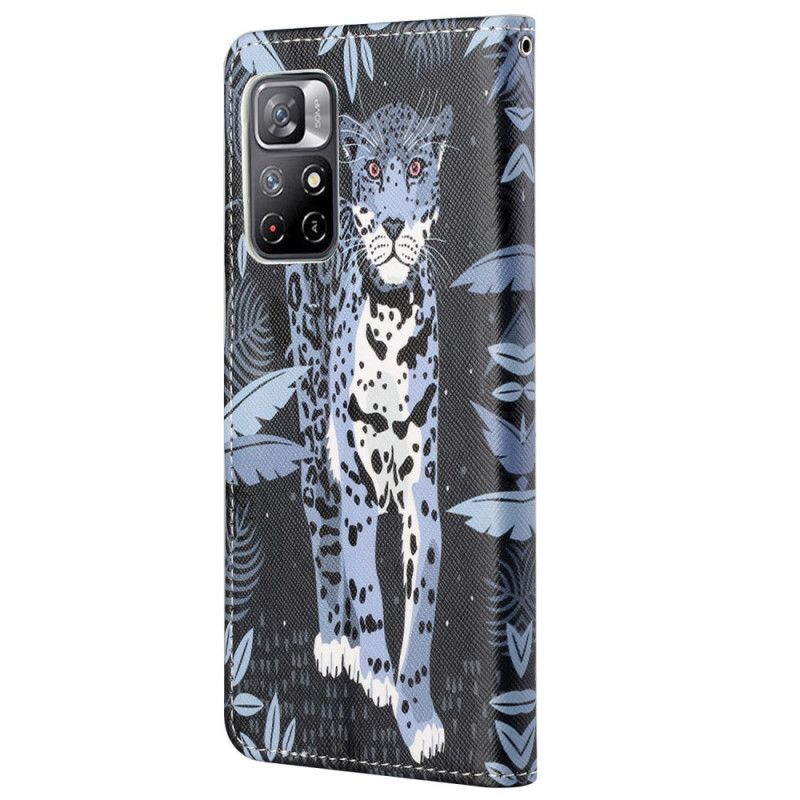 Folio Deksel Til Poco M4 Pro 5G Med Kjede Thong Leopard