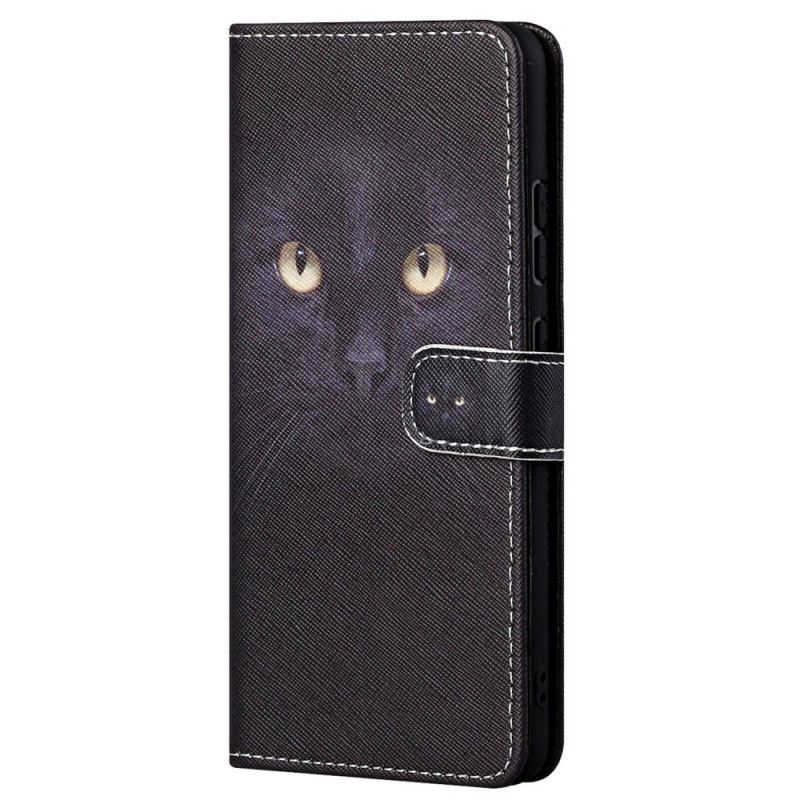 Lærdeksel Til Poco M4 Pro 5G Med Kjede Thong Black Cat Eyes