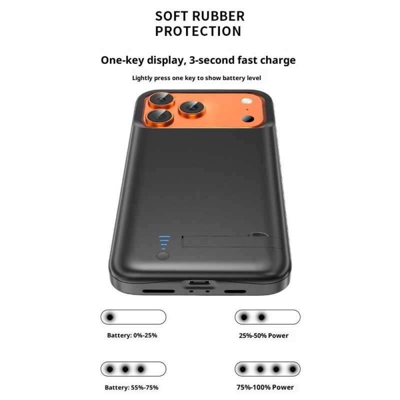 5000mah Eksternt Batterideksel For iPhone 17 Pro Med Innebygd Stativ