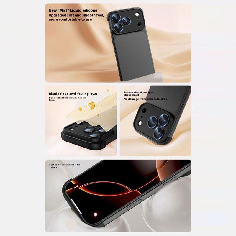 Deksel iPhone 17 Pro Rammeløs Med Hjørnebeskyttelse Og Integrert Linse Beskyttelse Deksel