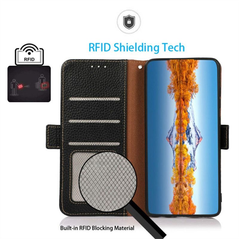 Lærdeksel Folio Deksel iPhone 17 Pro Mobildeksel Khazneh Teksturert Skinn Med Rfid-beskyttelse