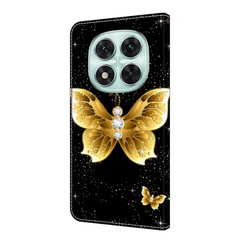 Folio Deksel Til Xiaomi Redmi Note 14 Pro 4g Gyldne Sommerfugler