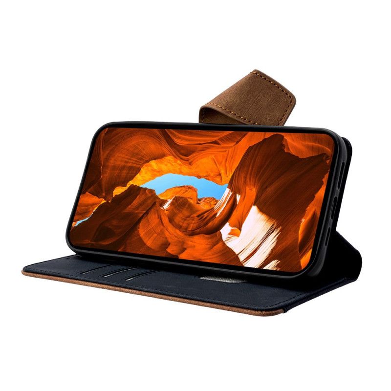 Folio Deksel Til Xiaomi Redmi Note 14 Pro 4g Rfid-blokkerende Tofarget Semsket Skinn-effekt