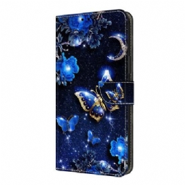 Folio Deksel Til Xiaomi Redmi Note 14 Pro 4g Skinnende Sommerfugler