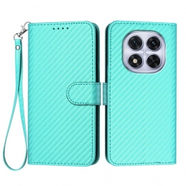 Folio Deksel Xiaomi Redmi Note 14 Pro 4g Karbonfibertekstur Med Stropp Beskyttelse Deksel