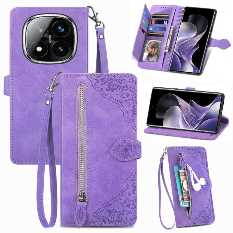 Folio Deksel Xiaomi Redmi Note 14 Pro 4g Semsket Skinn Med Blonder Effekt Beskyttelse Deksel