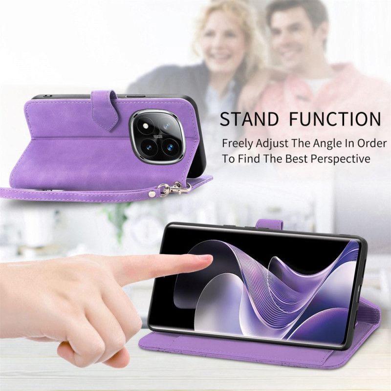 Folio Deksel Xiaomi Redmi Note 14 Pro 4g Semsket Skinn Med Blonder Effekt Beskyttelse Deksel