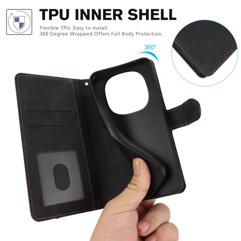 Folio Deksel Xiaomi Redmi Note 14 Pro 4g Semsket Skinneffekt Med Stropp Beskyttelse Deksel