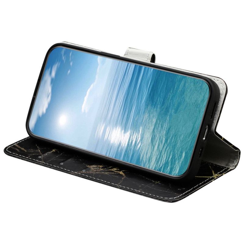 Folio Deksel Xiaomi Redmi Note 14 Pro 4g Svart Og Gullmarmor