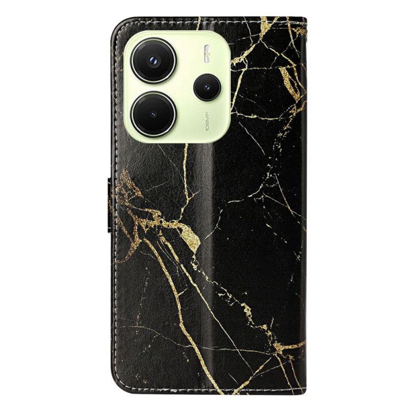 Folio Deksel Xiaomi Redmi Note 14 Pro 4g Svart Og Gullmarmor