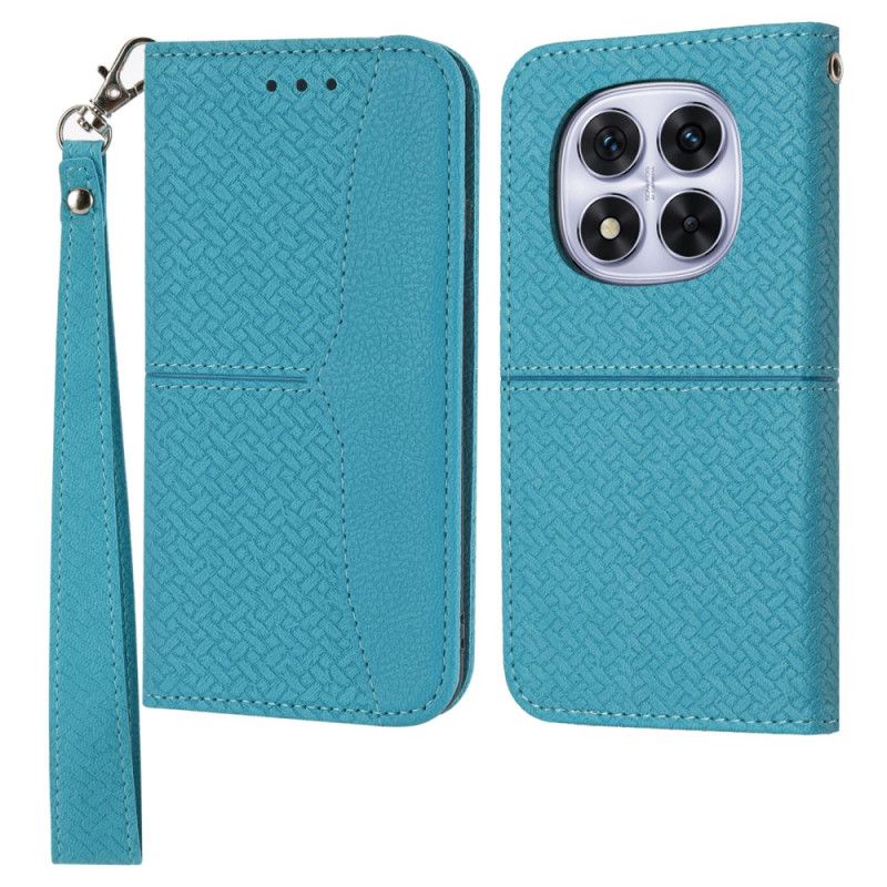 Folio Deksel Xiaomi Redmi Note 14 Pro 4g Vevd Tekstur Med Stropp Beskyttelse Deksel