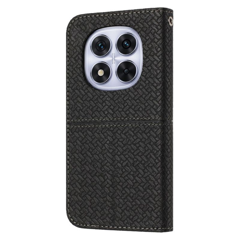 Folio Deksel Xiaomi Redmi Note 14 Pro 4g Vevd Tekstur Med Stropp Beskyttelse Deksel