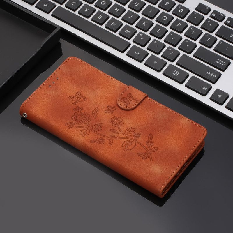 Lærdeksel Folio Deksel Xiaomi Redmi Note 14 Pro 4g Blomster- Og Sommerfugldesign