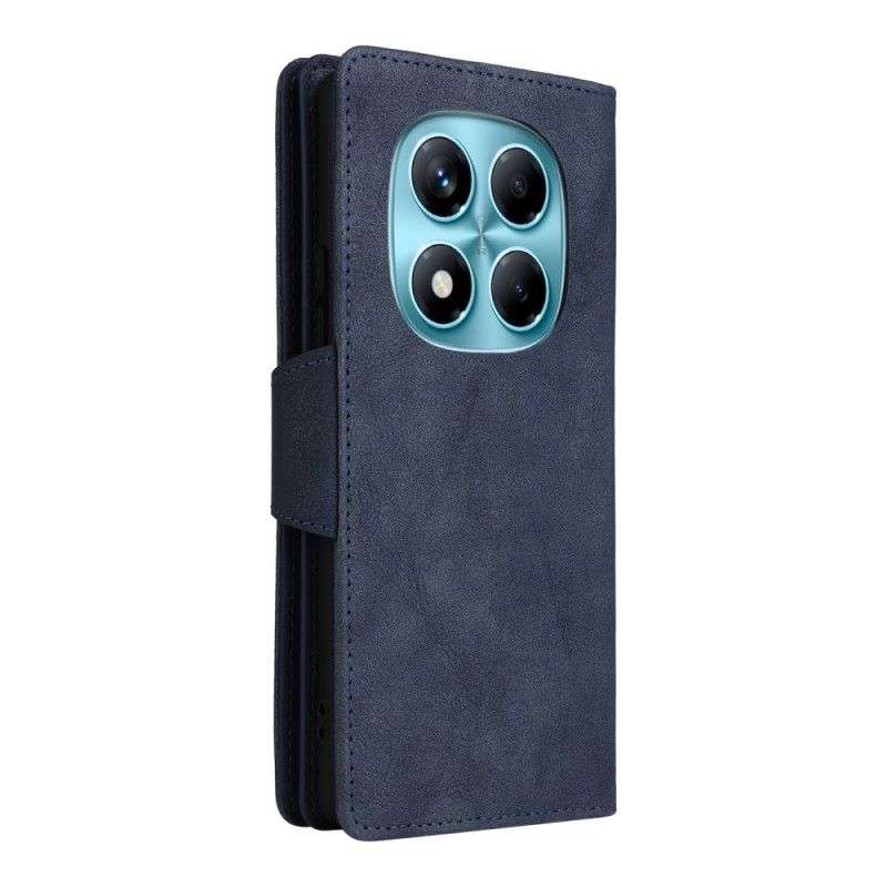 Lærdeksel Folio Deksel Xiaomi Redmi Note 14 Pro 4g Lommebok Med Glidelås Og Stropp