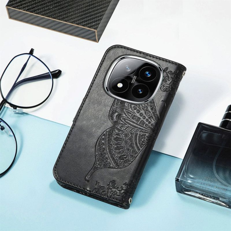 Lærdeksel Folio Deksel Xiaomi Redmi Note 14 Pro 4g Mobildeksel Barokk Sommerfugl