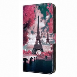 Lærdeksel Folio Deksel Xiaomi Redmi Note 14 Pro 4g Mobildeksel Eiffeltårnet