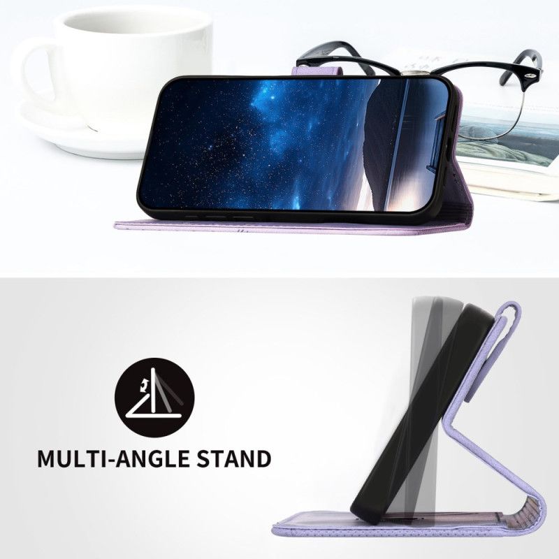 Lærdeksel Folio Deksel Xiaomi Redmi Note 14 Pro 4g Mobildeksel Geometrisk Mønster Med Stropp