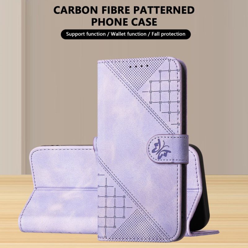 Lærdeksel Folio Deksel Xiaomi Redmi Note 14 Pro 4g Mobildeksel Geometrisk Mønster Med Stropp