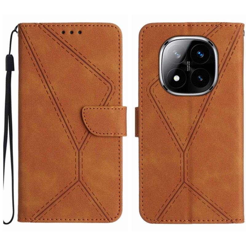 Lærdeksel Folio Deksel Xiaomi Redmi Note 14 Pro 4g Mobildeksel Linjer Og Striper