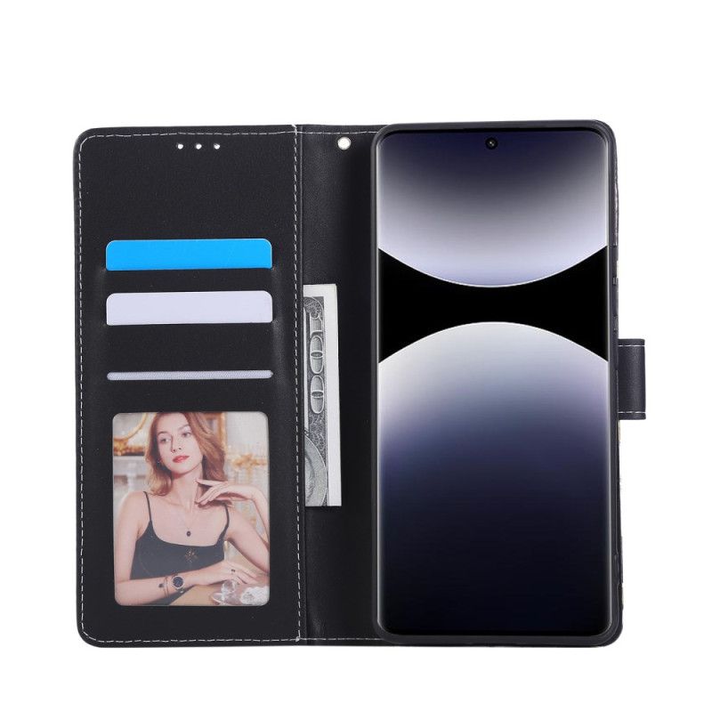 Lærdeksel Folio Deksel Xiaomi Redmi Note 14 Pro 4g Mobildeksel Marmoreffekt