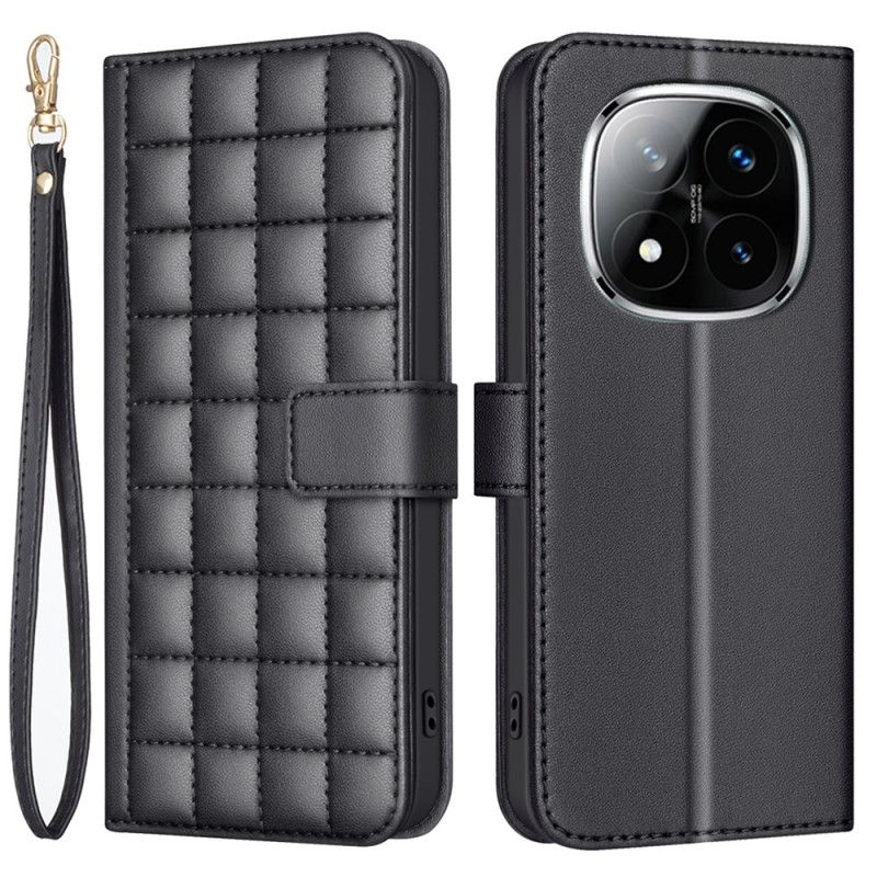 Lærdeksel Folio Deksel Xiaomi Redmi Note 14 Pro 4g Mobildeksel Premium Quiltet