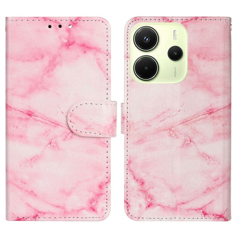 Lærdeksel Folio Deksel Xiaomi Redmi Note 14 Pro 4g Mobildeksel Rosa Marmormønster