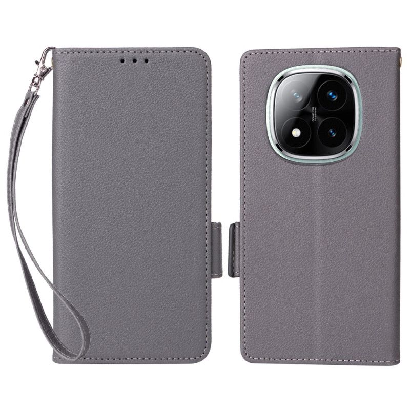 Lærdeksel Folio Deksel Xiaomi Redmi Note 14 Pro 4g Mobildeksel Stropp I Litchi-imitasjonsskinn