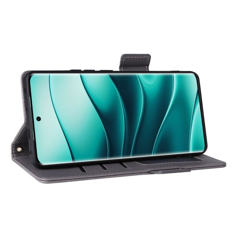 Lærdeksel Folio Deksel Xiaomi Redmi Note 14 Pro 4g Mobildeksel Stropp I Litchi-imitasjonsskinn