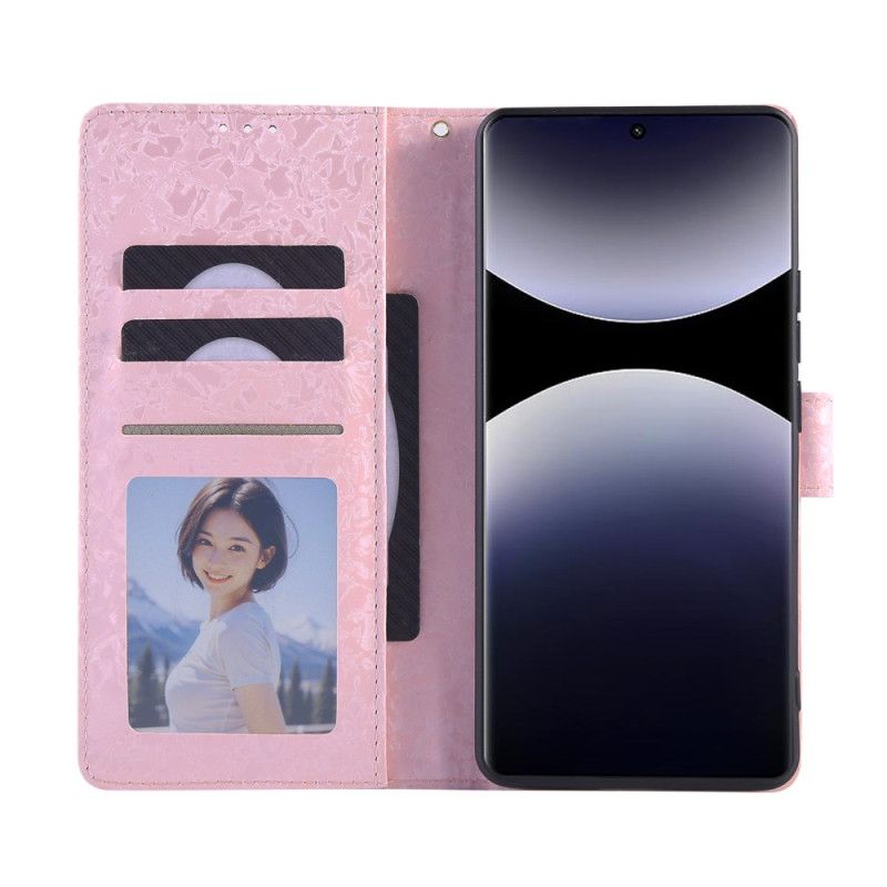 Lærdeksel Folio Deksel Xiaomi Redmi Note 14 Pro 4g Rfid-blokkerende Blomstermønster