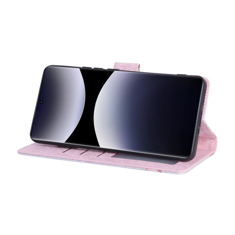 Lærdeksel Folio Deksel Xiaomi Redmi Note 14 Pro 4g Rfid-blokkerende Blomstermønster