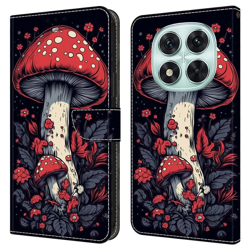 Lærdeksel Folio Deksel Xiaomi Redmi Note 14 Pro 4g Rød Sopp