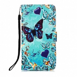 Folio Deksel Til Samsung Galaxy A52 4G / A52 5G / A52s 5G Gylne Sommerfugler