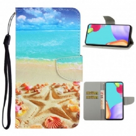 Folio Deksel Til Samsung Galaxy A52 4G / A52 5G / A52s 5G Med Kjede Thong Beach