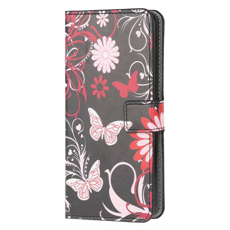 Lærdeksel Til Samsung Galaxy A52 4G / A52 5G / A52s 5G Sommerfugler Og Blomster