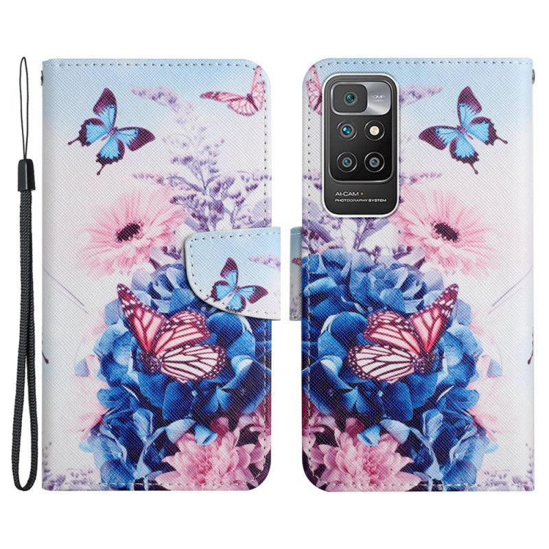 Folio Deksel Til Xiaomi Redmi 10 Bukett Med Blomster Og Sommerfugler