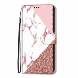 Folio Deksel Til Xiaomi Redmi 10 Marmor Og Glittertrekant