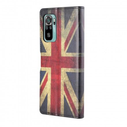 Folio Deksel Til Xiaomi Redmi 10 Med Kjede Englands Flagg Med Snor
