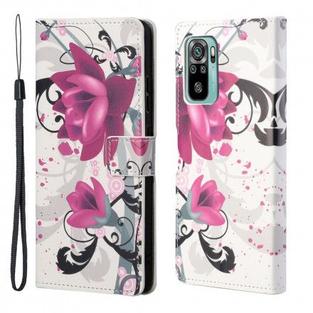 Folio Deksel Til Xiaomi Redmi 10 Tropiske Blomster