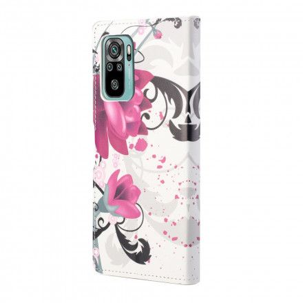 Folio Deksel Til Xiaomi Redmi 10 Tropiske Blomster