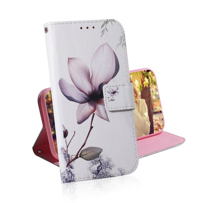 Folio Deksel Til Xiaomi Redmi 8 Gammel Roseblomst