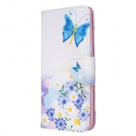 Folio Deksel Til Xiaomi Redmi 8 Malede Sommerfugler Og Blomster