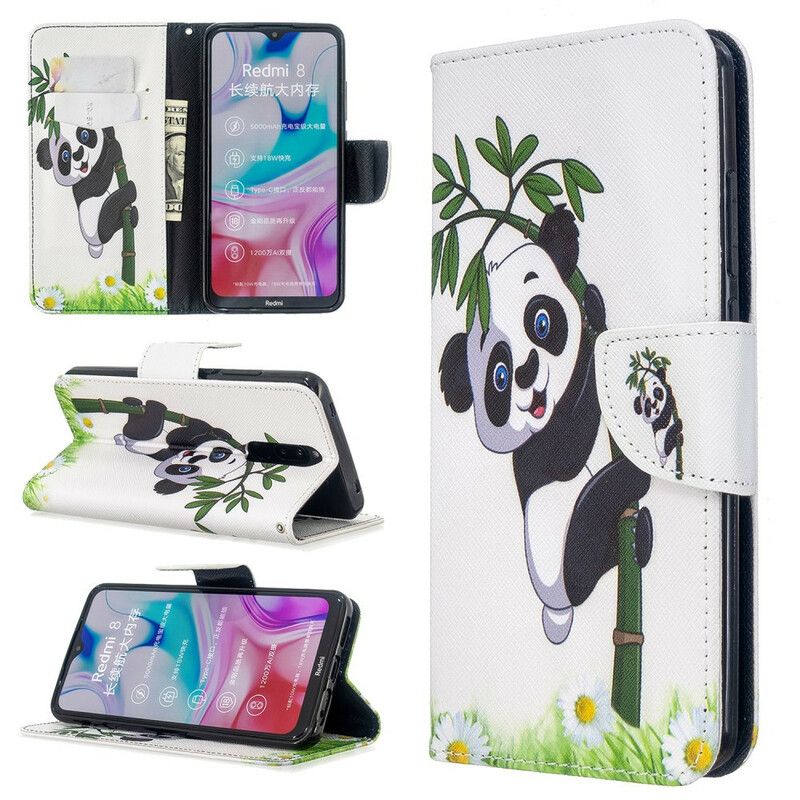Folio Deksel Til Xiaomi Redmi 8 Panda På Bambus