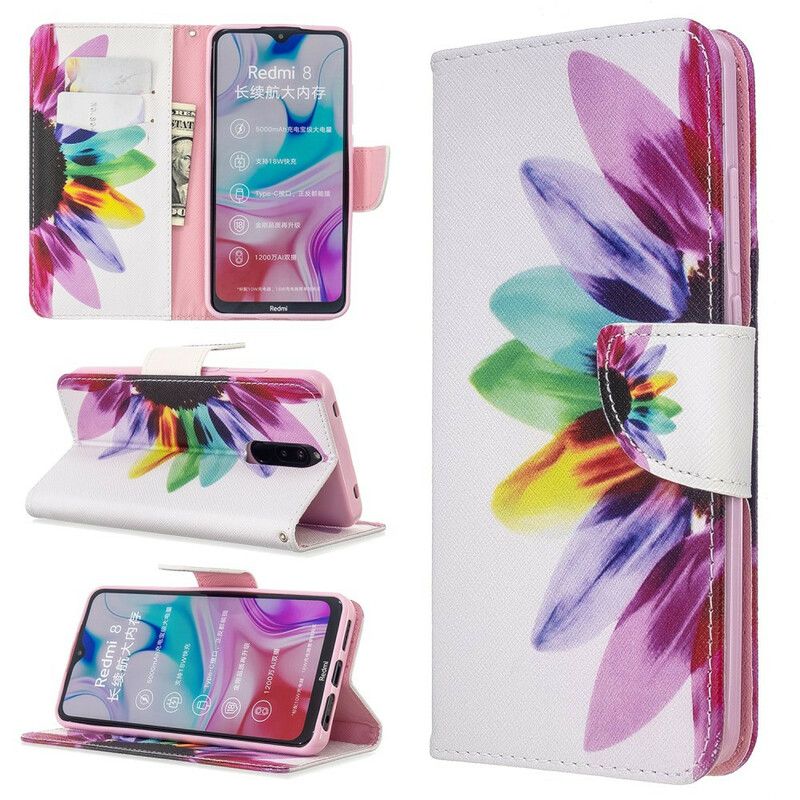 Lærdeksel Til Xiaomi Redmi 8 Akvarellblomst