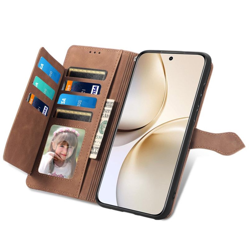 Folio Deksel Realme 14 Pro 5g Semsket Skinn Med Blondeeffekt Veske Og Stropp Beskyttelse Deksel