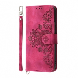 Folio Deksel Til Realme 14 Pro 5g Blomsterblonder Med Stropp