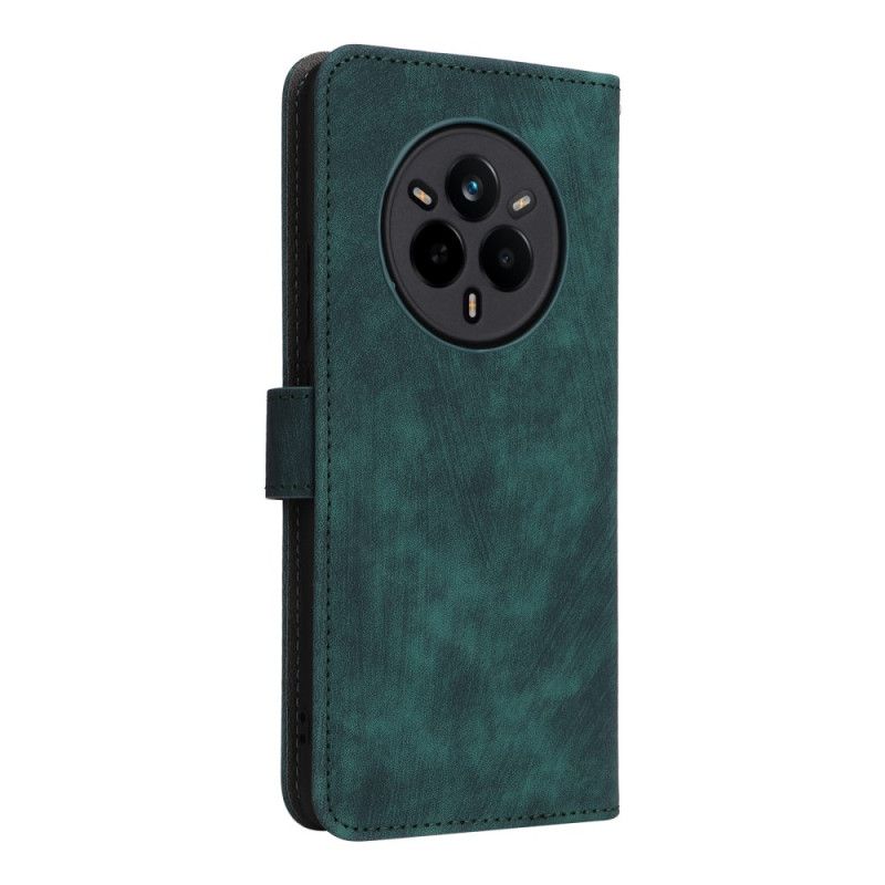 Lærdeksel Folio Deksel Realme 14 Pro 5g Mobildeksel Rfid-beskyttelse I Semsket Skinn-effekt Med Stropp