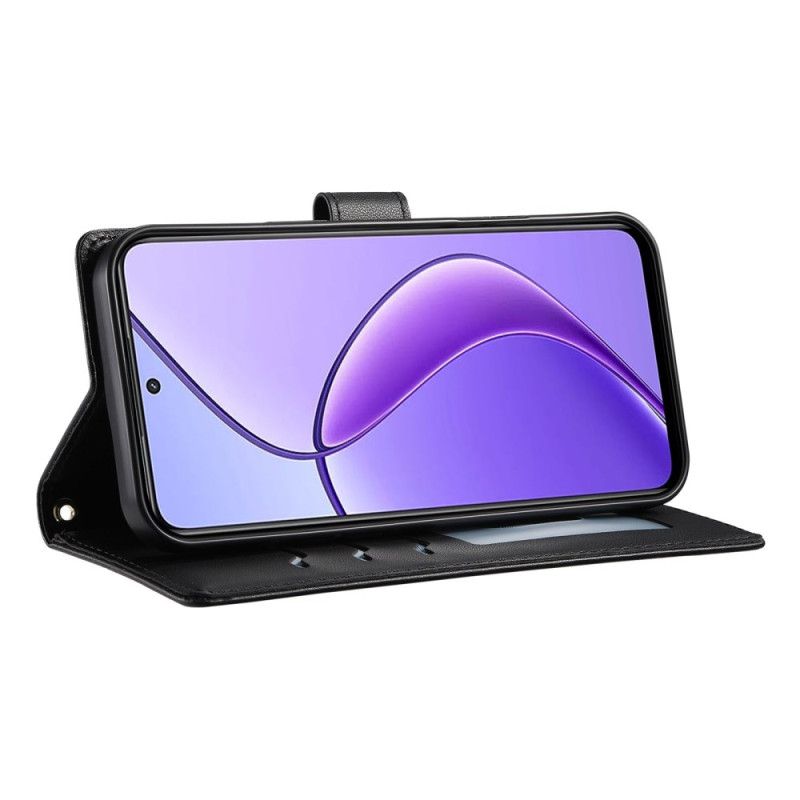 Lærdeksel Folio Deksel Realme 14 Pro 5g Vattert Design Med Rem Og Skulderrem